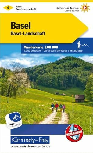 Kümmerly+Frey Wanderkarte 4 Basel 1:60.000: Mit Basel-Landschaft. Wetterfest, matt laminiert und mit free Download