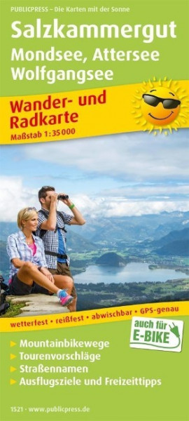 Salzkammergut, Mondsee - Attersee, Wolfgangsee Wander- und Radkarte 1 : 35 000