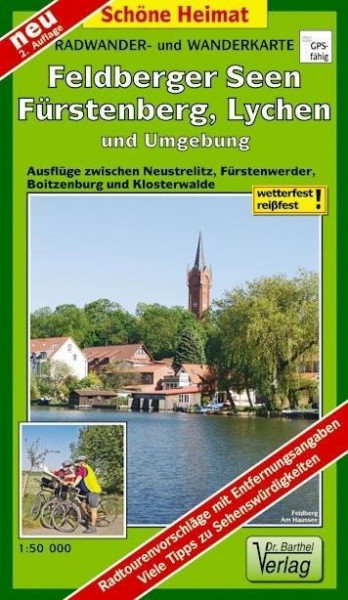 Radwander- und Wanderkarte Feldberger Seen, Fürstenberg, Lychen und Umgebung 1 : 50 000
