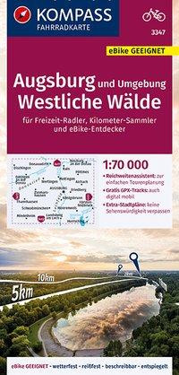 KOMPASS Fahrradkarte 3347 Augsburg und Umgebung, Westliche Wälder 1:70.000