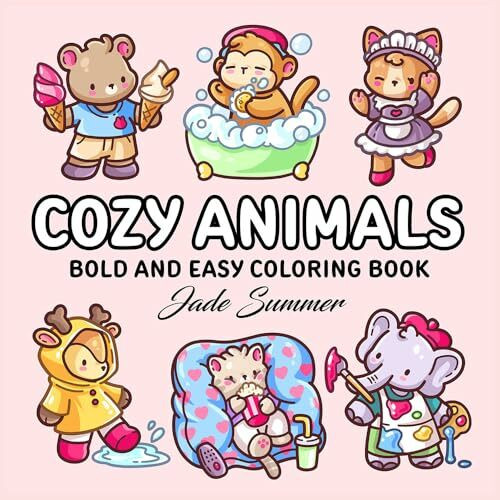 Cozy Animals: Bold and Easy Coloring Book for Adults and Teens with Cute and Simple Characters for Relaxation (Bold and Easy Coloring Books)