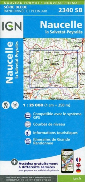 Naucella la Salvetat 1 : 25 000 Carte Topographique Serie Bleue Itineraires de Randonnee