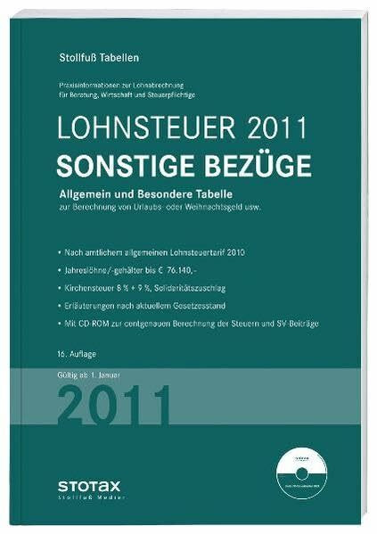 Lohnsteuertabelle 2011 Sonstige Bezüge: (Allgemeine und Besondere Tabelle) (Stollfuss-Tabellen)