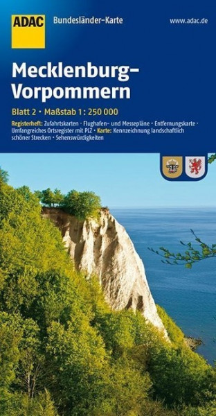 ADAC BundesländerKarte Deutschland 02. Mecklenburg-Vorpommern 1 : 250 000