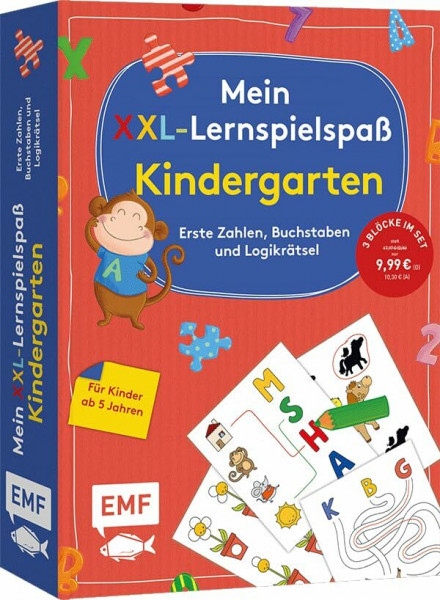 Mein XXL-Lernspielspaß: Kindergarten: 3 Bücher im Bundle: Erste Zahlen, Buchstaben und Logikrätsel