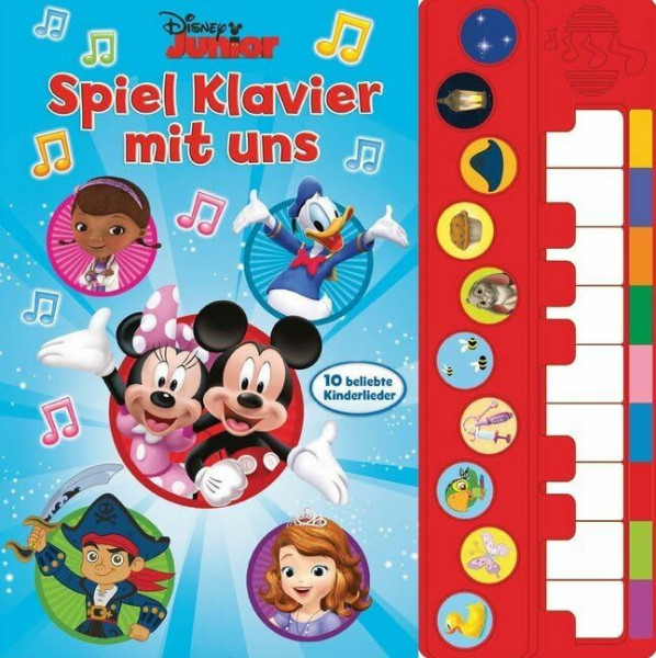 Spiel Klavier mit uns - Disney Junior Liederbuch mit Klaviertastatur - Vor- und Nachspielfunktion - 10 beliebte Kinderlieder - Pappbilderbuch