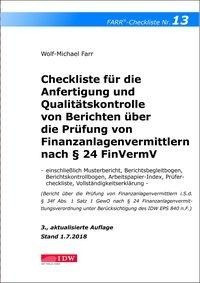 Checkliste 13 für die Anfertigung und Qualitätskontrolle von Berichten über die Prüfung von Finanzan