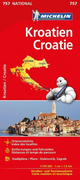 Michelin Nationalkarte Kroatien 1:750 000