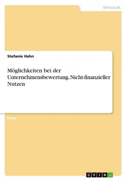 Möglichkeiten bei der Unternehmensbewertung. Nicht-finanzieller Nutzen
