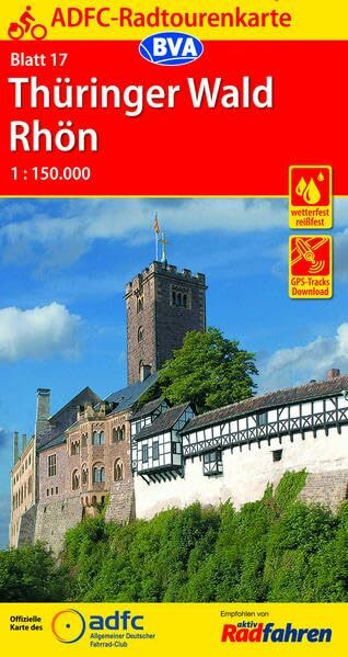 ADFC-Radtourenkarte 17 Thüringer Wald Rhön 1:150.000, reiß- und wetterfest, GPS-Tracks Download (ADFC-Radtourenkarte 1:150.000)