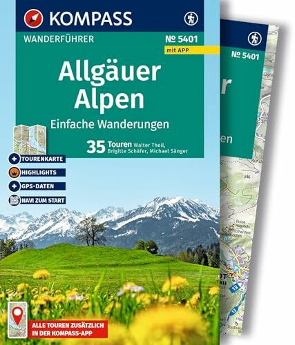 KOMPASS Wanderführer Allgäuer Alpen, einfache Wanderungen, 35 Touren mit Extra-Tourenkarte: mit Touren und GPS-Daten in der KOMPASS-App