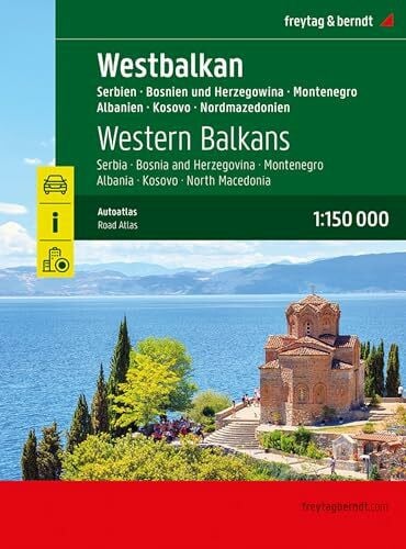 freytag & berndt Autoatlas Westbalkan 1:150.000: Serbien - Bosnien und Herzegowina - Montenegro - Albanien - Kosovo - Nordmazedonien, Straßenatlas mit Spiralbindung