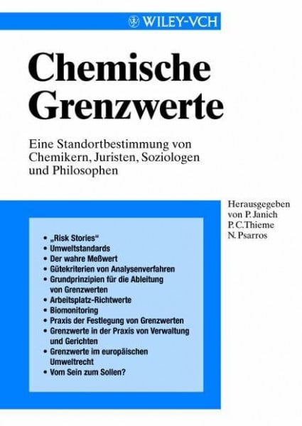 Chemische Grenzwerte: Standortbestimmung von Chemikern, Juristen, Soziologen und Philosophen