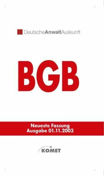 BGB: Neueste Fassung Ausgabe 01.11.2003