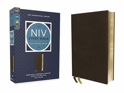 NIV Study Bible, Fully Revised Edition (Study Deeply. Believe Wholeheartedly.), Genuine Leather, Calfskin, Brown, Red Letter, Comfort Print: New ... Red Letter, Comfort Print, Ribbon Marker