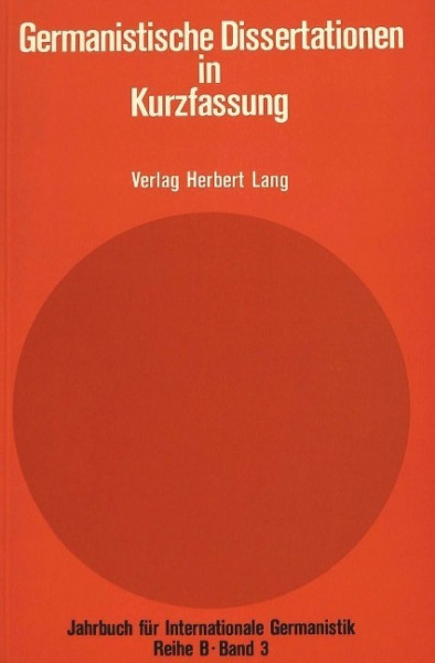 Germanistische Dissertationen in Kurzfassung