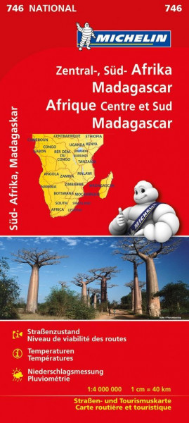 Michelin Nationalkarte Zentral-, Südafrika, Madagaskar 1:4 000 000