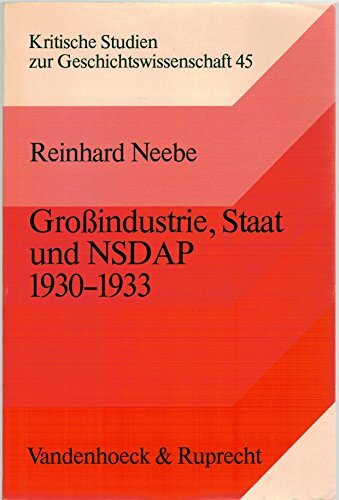 Großindustrie, Staat und NSDAP 1930-1933: Paul Silverberg und der Reichsverband der Deutschen Industrie in der Krise der Weimarer Republik (Kritische Studien zur Geschichtswissenschaft)