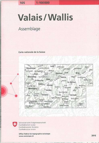 Landeskarte der Schweiz Valais / Wallis (1/100 Composites, Band 105)