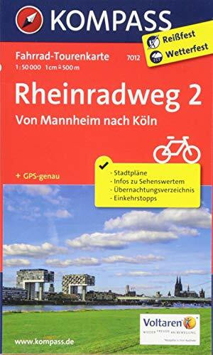 Kompass Fahrrad-Tourenkarte Rheinradweg 2, Von Mannheim Nach Köln, Fahrrad-Tourenkarte. Gps-genau. 1, 5...