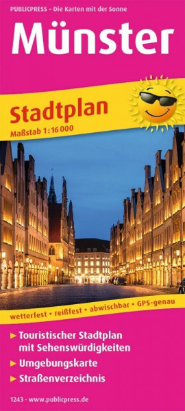 Publicpress Stadtplan Münster 1:16.000: Touristischer Stadtplan mit Sehenswürdigkeiten und Straßenverzeichnis. 1:16000 (Stadtplan: SP)
