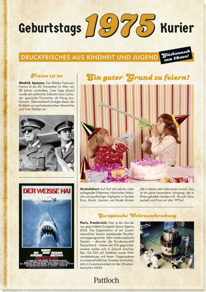 1975 - Geburtstagskurier: Druckfrisches aus Kindheit und Jugend | Zum 50. Geburtstag (Geburtstags-Zeitung)