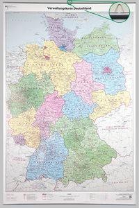 Verwaltungskarte Deutschland 1 : 750 000. Wandkarte mit Aufhänger und Bestäbung