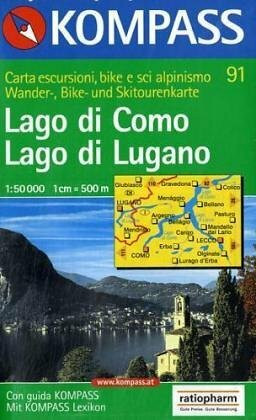 Lago di Como /Lago di Lugano: Mit Kurzführer, alpinen Skirouten und Radrouten. Dt. /Ital. 1:50000 (KOMPASS Wanderkarte)