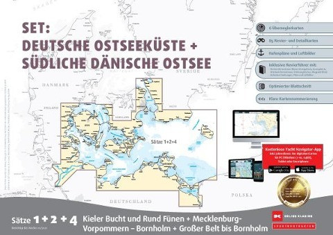 Sportbootkarten Satz 1, 2 und 4 - Set: Deutsche Ostsee und Südliche Dänische Ostsee (Ausgabe 2021)