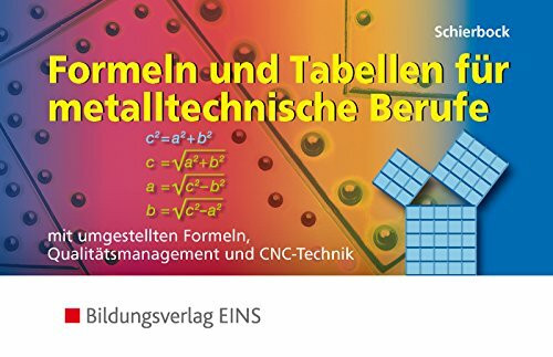 Formeln und Tabellen für metalltechnische Berufe. Mit umgestellten Formeln, Qualitätsmanagement und CNC-Technik