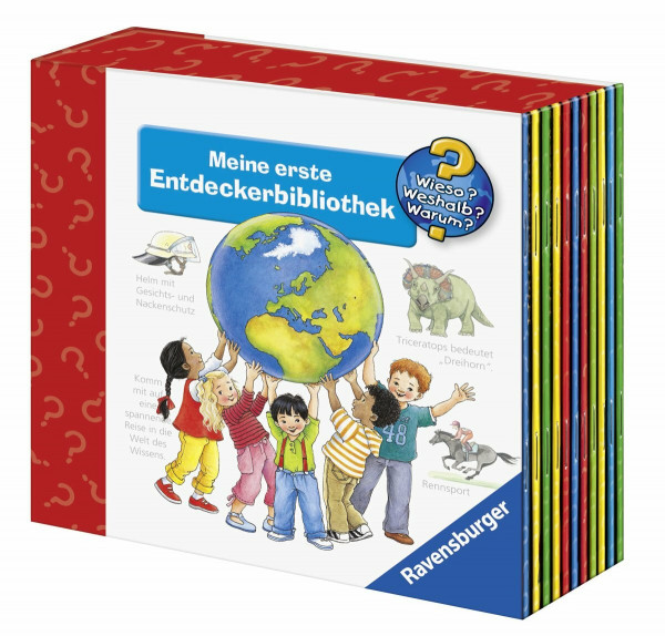 Meine erste Entdeckerbibliothek: Schule; Baustelle; Bauernhof; Dinosaurier; Autos; Piraten; Pferde und Ponys; Feuerwehr; Ritterburg; Haustiere (Wieso? Weshalb? Warum?)