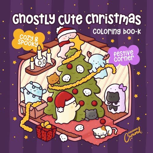 Ghostly Cute Christmas Coloring Book: Cozy & Spooky Festive Corner