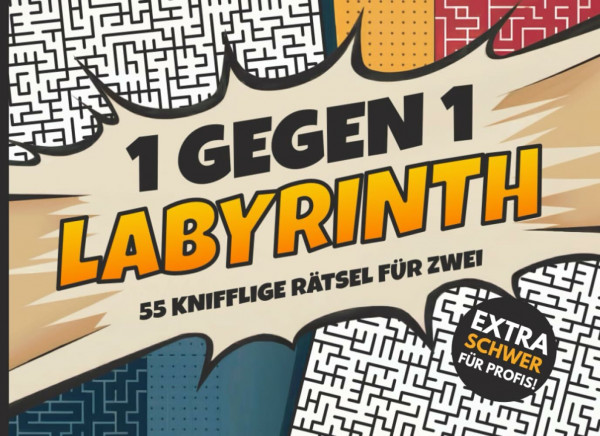 1 gegen 1 Labyrinth – 55 knifflige Rätsel für Zwei: Extra schweres Rätselbuch für Erwachsene & clevere Kinder | Reisespiel & Gehirnjogging für 2 ... Geschenk für Paare, Eltern & Geschwister