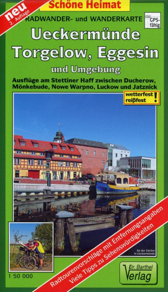 Radwander- und Wanderkarte Ueckermünde, Torgelow, Eggesin und Umgebung 1 :50 000