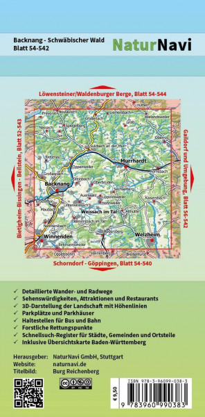 Backnang - Schwäbischer Wald 1 : 25 000, Blatt 54-542