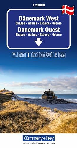 Kümmerly+Frey Regional-Strassenkarte Dänemark West 1:200.000: Mit Skagen, Aarhus, Esbjerg und Odense. Inkl. Stadtpläne, Ortsverzeichnis und Reiseinformationen
