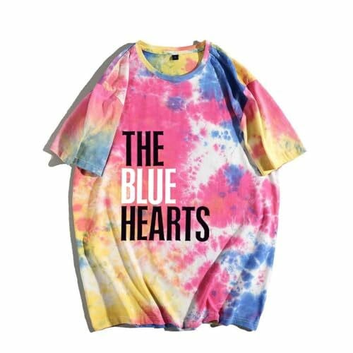 TGV Tie Dye Kurzarm T-Shirt Blaue Herzen Bunt Malerei Tie-Dye T-Shirt Herren Damen Bedruckt Big T-Shirt Lose Top Passender Look Farbverlauf Lässig Weich Baumwolle, Rosa 0, XXL