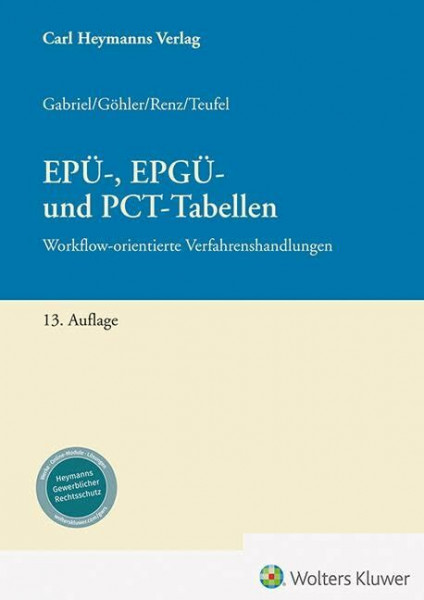 EPÜ-, EPGÜ- und PCT-Tabellen: Workflow-orientierte Verfahrenshandlungen