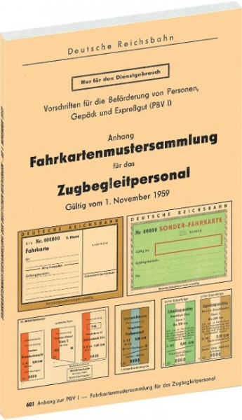 Fahrkartenmustersammlung für das Zugbegleitpersonal der Deutschen Reichsbahn 1959