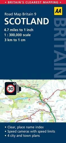 AA Road Map Britain Scotland: Clear, place name index, Speed cameras with speed limits, 4 city and town plans