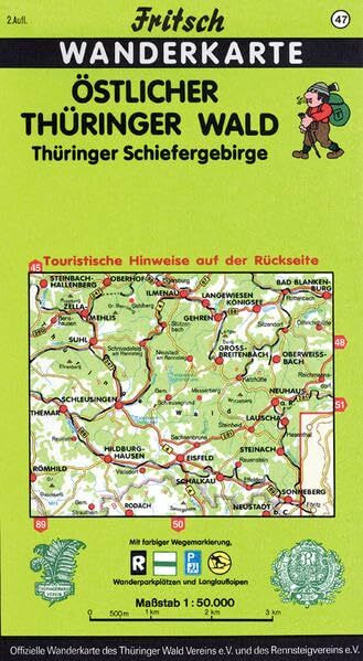 Fritsch Karten, Nr.47, Östlicher Thüringer Wald: Thüringer Schiefergebirge (Fritsch Wanderkarten 1:50000)