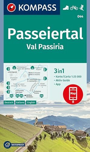 KOMPASS Wanderkarte 044 Passeiertal / Val Passiria 1:25.000: 3in1 Wanderkarte, mit Aktiv Guide inklusive Karte zur offline Verwendung in der KOMPASS-App. Fahrradfahren. Skitouren.