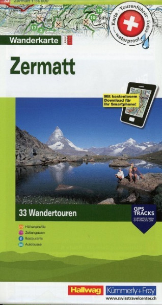 Hallwag Touren-Wanderkarte 13 Zermatt 1 : 50 000