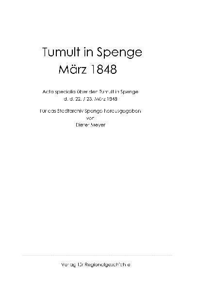 Tumult in Spenge 1848