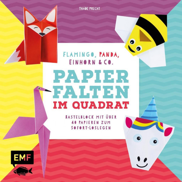 Papierfalten im Quadrat: Flamingo, Panda, Einhorn und Co. - Bastel-Kids