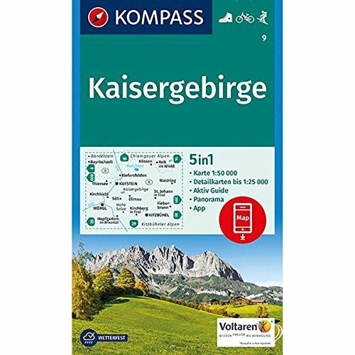 Kaisergebirge: Wanderkarte mit Aktiv Guide, Panorama, Radwegen und Skitouren. GPS-genau. 1:50000 (KOMPASS Wanderkarte, Band 9)