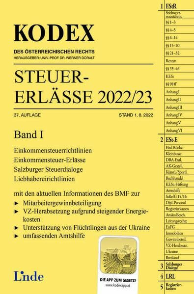 KODEX Steuer-Erlässe 2022/23, Band I (Kodex des Österreichischen Rechts)