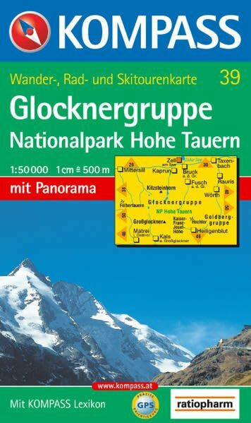Glocknergruppe, Nationalpark Hohe Tauern: Wander-, Rad- und Skitourenkarte. Mit Panorama. GPS-genau. 1:50.000