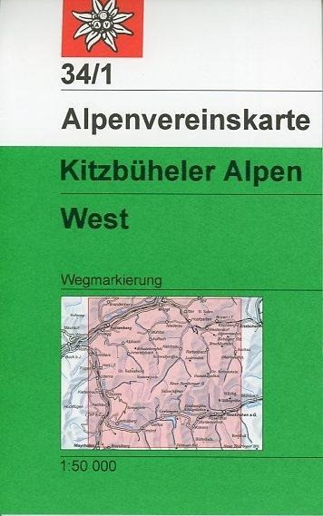 DAV Alpenvereinskarte 34/1 Kitzbüheler Alpen West 1 : 50 000 Wegmarkierungen