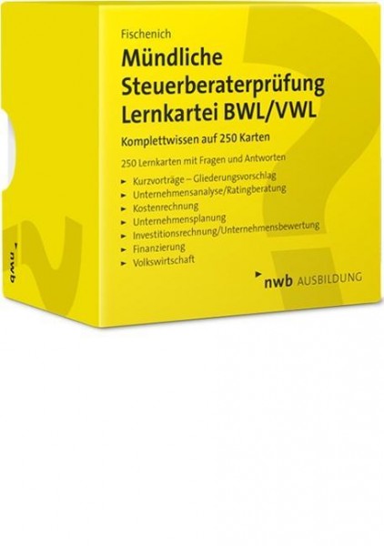 Mündliche Steuerberaterprüfung Lernkartei BWL/VWL